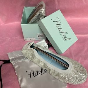 YS chunky glitter white bridal flats 8